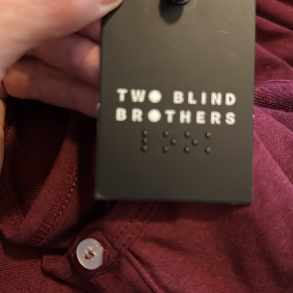 NWT men’s long sleeve polo size XL from Two Blind Brothers, color is burgundy - Picture 5 of 13